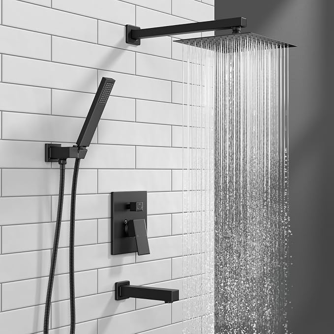 Lava Odoro Modern 3-Setting Square Shower and Tub Faucet Set - Image 2