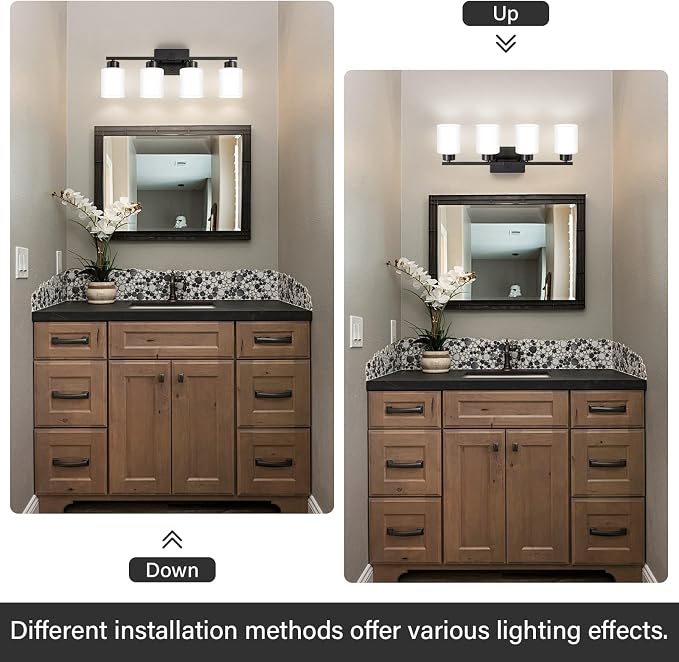 Black Bathroom Light Fixtures, 4-Light Modern Vanity Light Over Mirror - Image 5