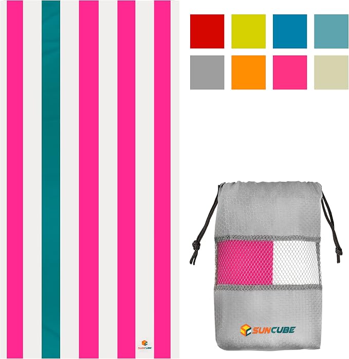 SUN CUBE Microfiber Beach Towel, Quick Dry Sand Free Beach Towel, Lightweight - Image 2
