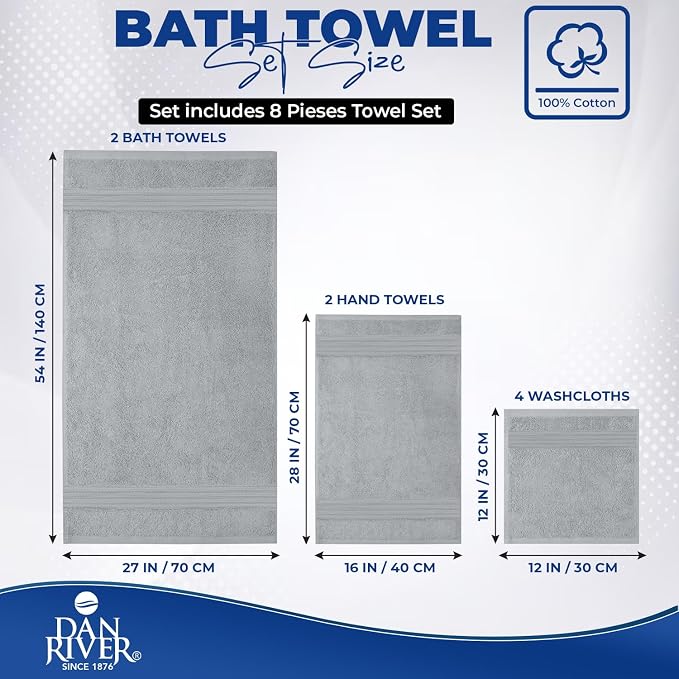 DAN RIVER 8 PC Luxury Bath Towels - Image 2