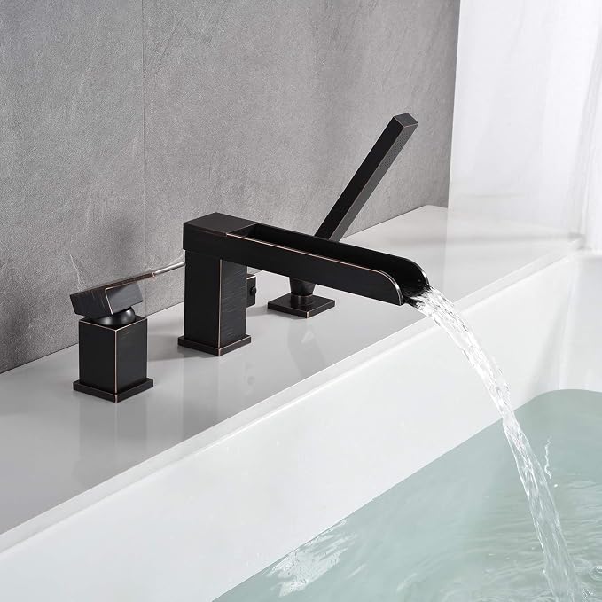 Waterfall Roman Tub Faucets Deck Mount Oil Rubbed Bronze Bathtub Faucets Brass - Image 3