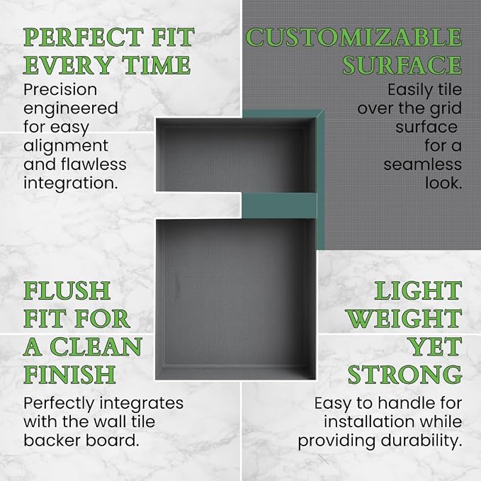 Shower Niche Insert Tile Ready, Recessed Wall Niche, Shower Inserts Kit - Image 4