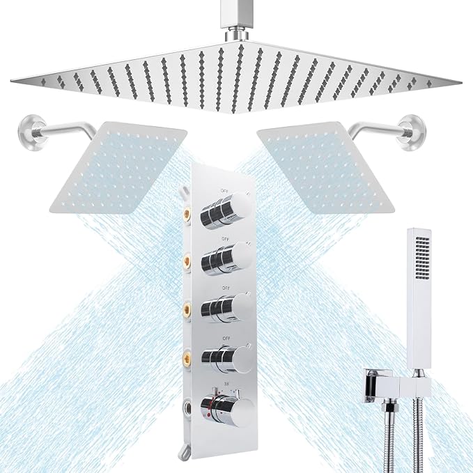 Thermostatic Shower System three Shower Heads by NPYSVSSS