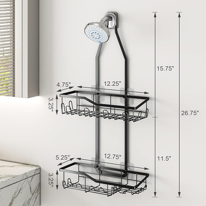 Shower Caddy Hanging, Rustproof Anti-Swing Shower Organizer, Hanging Bathroom - Image 8