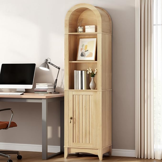 69" Tall Bathroom Storage Cabinet, Tall Arched Freestanding Storage Cabinet - Image 6