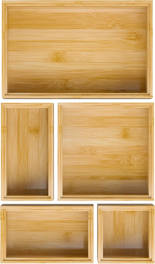 Bamboo Bathroom Drawer Organizer Dividers, Wooden Kitchen Utensil Holder Set of by Bambloom