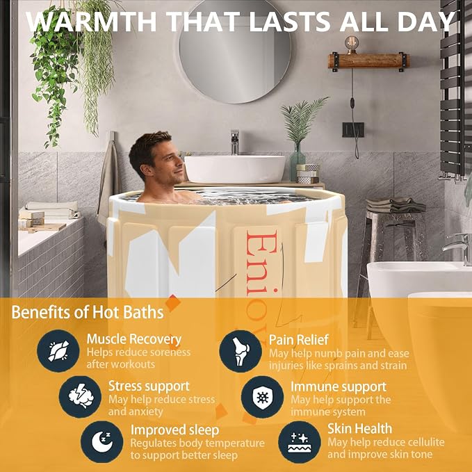 Portable Bath Tub for Adult, Foldable Soaking Bathtub for Hot SPA&Ice Bath - Image 2