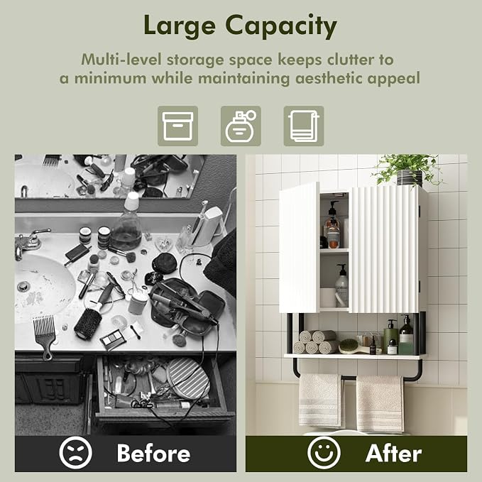 RUSTOWN Fluted Bathroom Wall Cabinet - Image 9