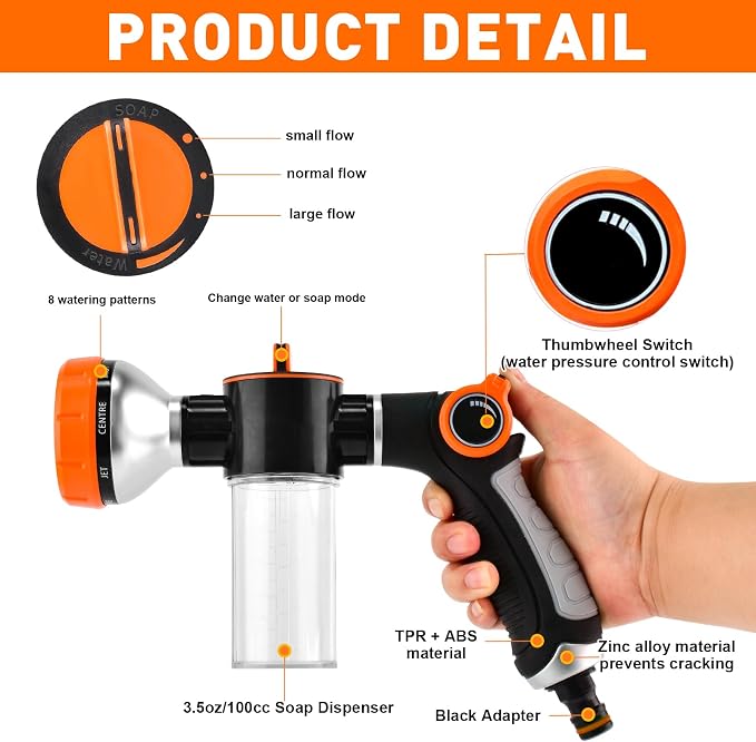 Dog Shower Attachment for Bathroom & Bathtub, 8 Sprayer Modes Dog Washing Hose - Image 5