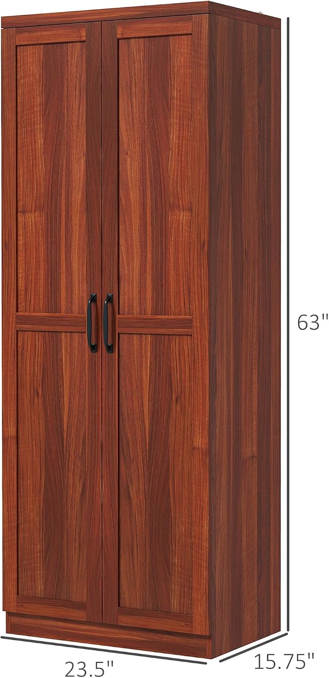 HOMCOM 63" 2-Door Kitchen Pantry, Freestanding Storage Cabinet - Image 3