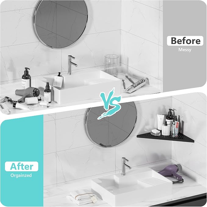 Bathroom Corner Shelf, Recessed 10" Shower Shelf Caddy, SUS304 Stainless Steel - Image 7