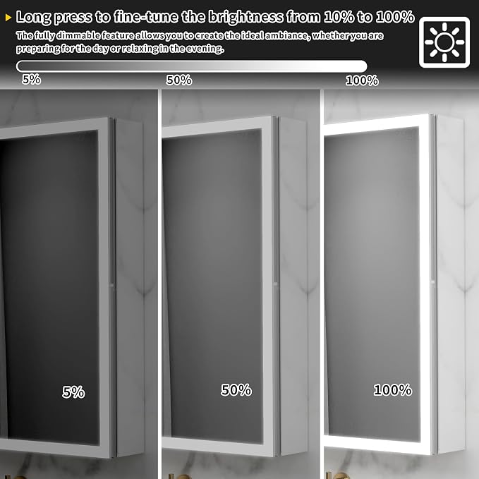 GroGro LED Lighted Bathroom Medicine Cabinet - Image 7