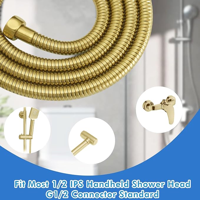 RUMOSE 79 inches Shower Hose Extra Long Stainless Steel Shower Tube Attachment - Image 9
