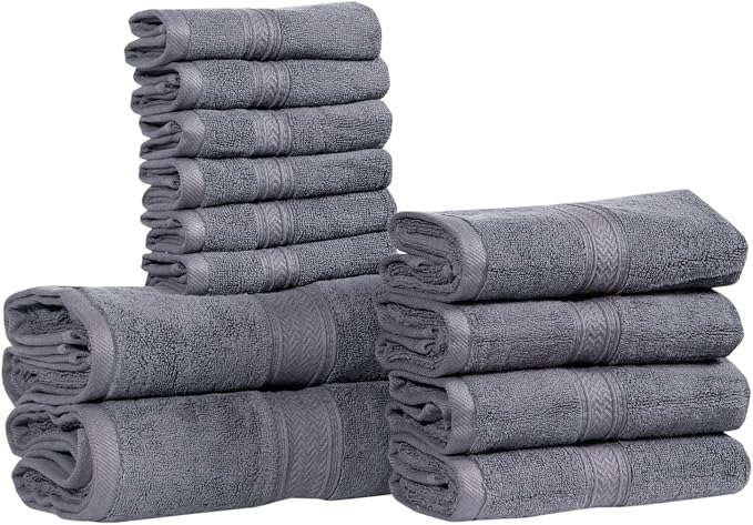 Hillfair 12 piece 600 GSM Cotton Bath Towels by HILLFAIR