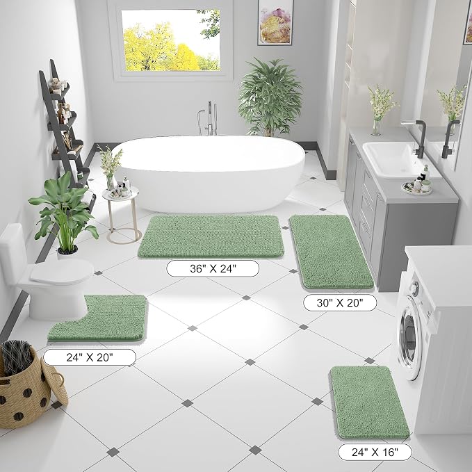 OLANLY Bathroom Rugs 59x24, Extra Soft Absorbent Chenille Bath Rugs, Rubber - Image 2