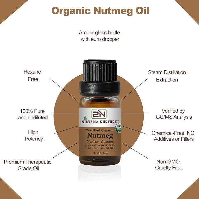 Nutmeg Essential Oil USDA Certified Organic, 100% Pure Natural Premium Grade - Image 4