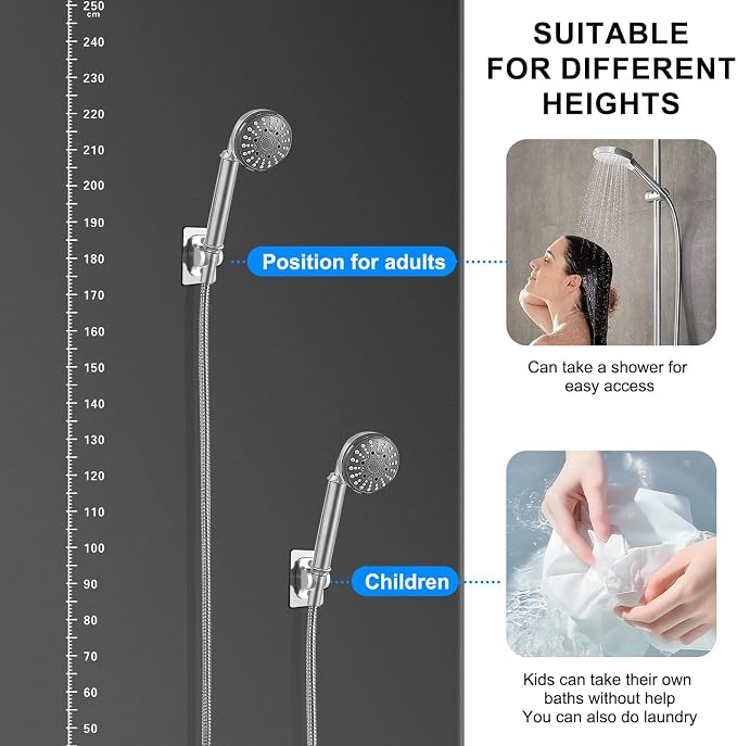 2Pcs Strong Adhesive Adjustable Shower Head Holder- Wall Mounted Heavy Duty - Image 5