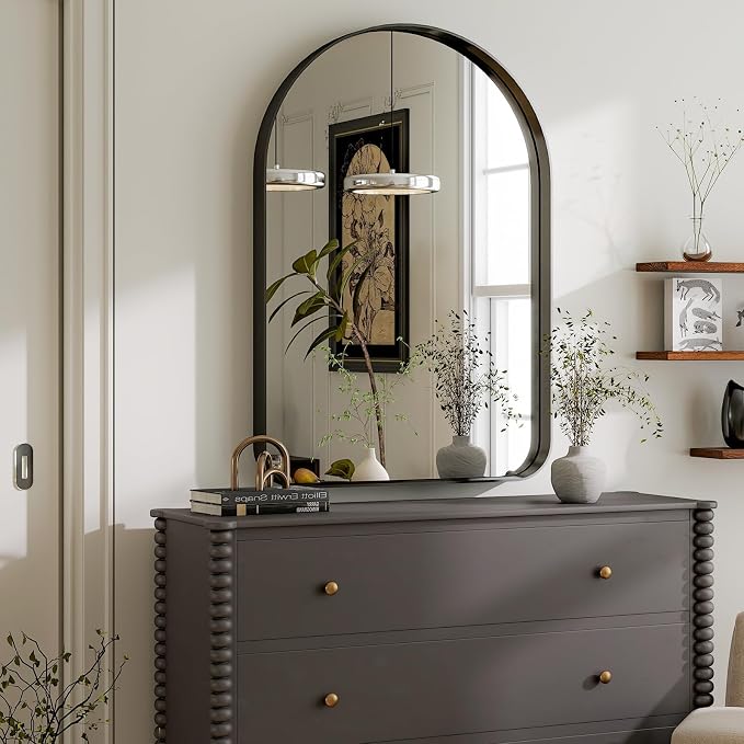 GLSLAND 26”x38“ Black Arched Bathroom Mirror - Image 2