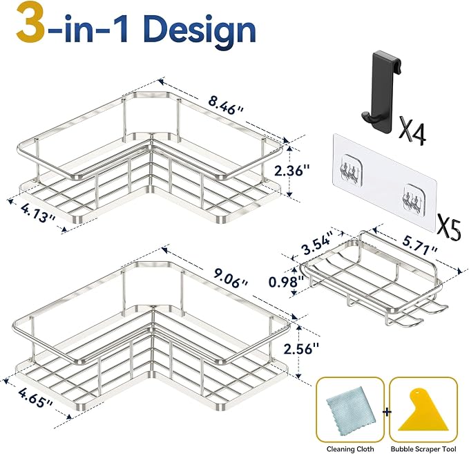 YASONIC Corner Shower Caddy Organizer, Large Capacity Shower Storage Rack - Image 7