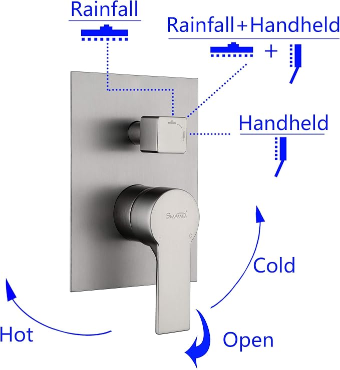 SHAMANDA Bathroom Rain Shower System, 12 Inch Luxuly Shower Head and Handheld - Image 3