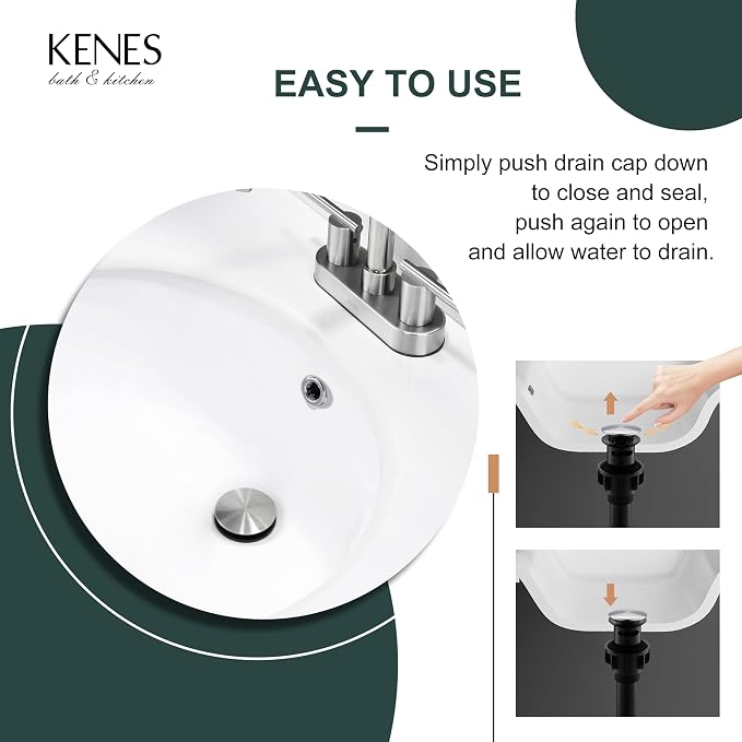 KENES Bathroom Sink Drain Stopper Pop up Sink Drain - Image 4