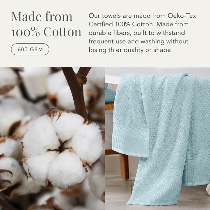 NY Loft 100% Cotton Bath Towels 4 Pack | Super Soft & Absorbent Quick-Dry Bath - Image 4