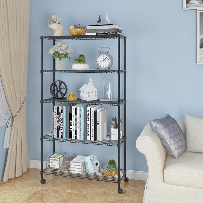 5 Tier Storage Racks Shelving, Heavy Steel Pantry Shelves, Adjustable Wire - Image 9