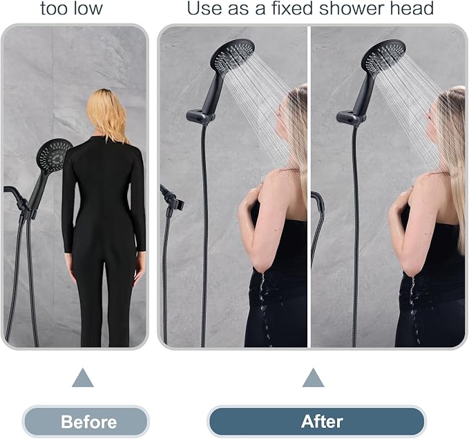 BRIGHT SHOWERS Shower Head Holder Wall Mount, Adjustable Handheld Shower Wand - Image 4