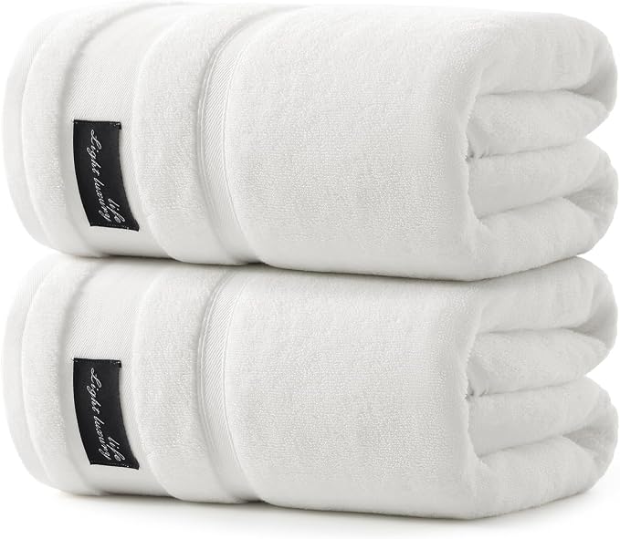 REDKISS Large Bath Towels Set 2 Piece, 100% Cotton, 31x63 in, Heavyweight 760G by REDKISSOnline
