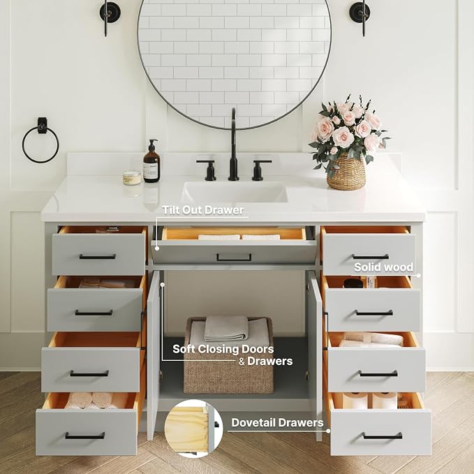 ARIEL Bathroom Vanity 61" Grey - Image 4