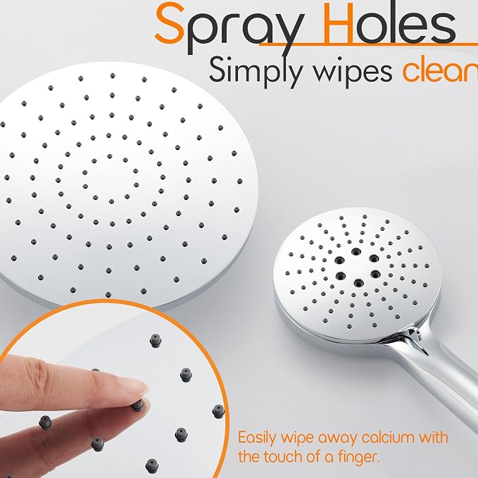 Shower System Set Includes 10-Inch Rainfall Shower Head, 3-Setting Handheld - Image 7
