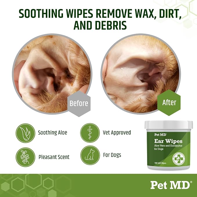 Pet MD - Dog Ear Cleaner Wipes - Otic Cleanser - Image 2