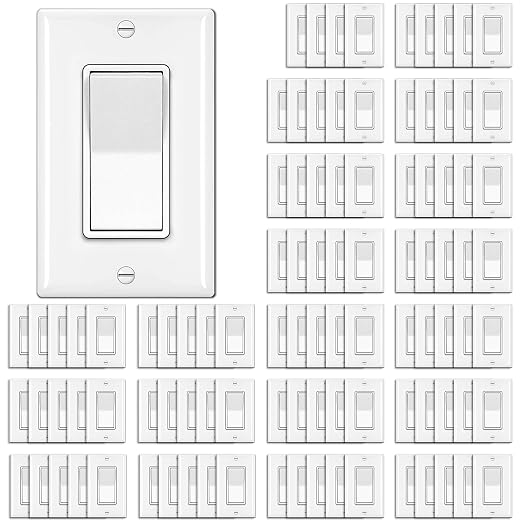 BESTTEN 100 Pack Single Pole Decorator Wall Light Switch by BESTTEN