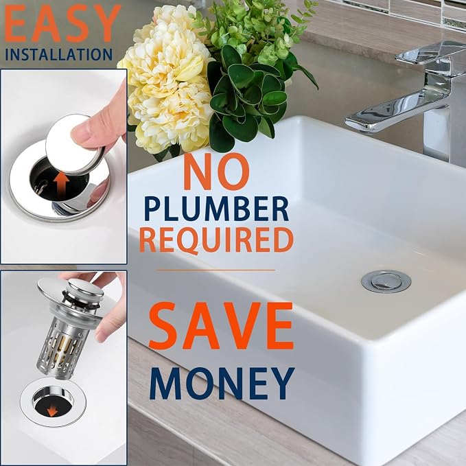 Bathroom Sink Drain Strainer, Pop Up Sink Drain Filter - Image 4