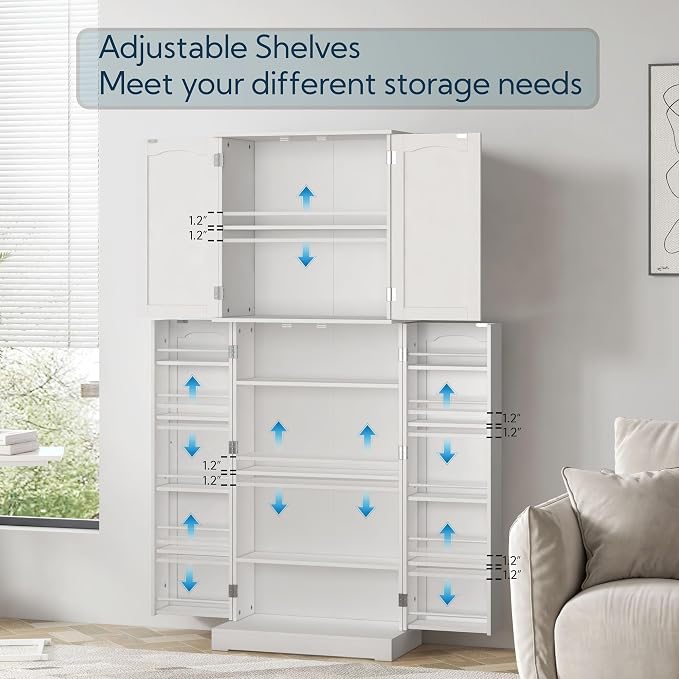 Yusong 64'' Kitchen Storage Cabinet, Tall Pantry Storage Cabinet - Image 6