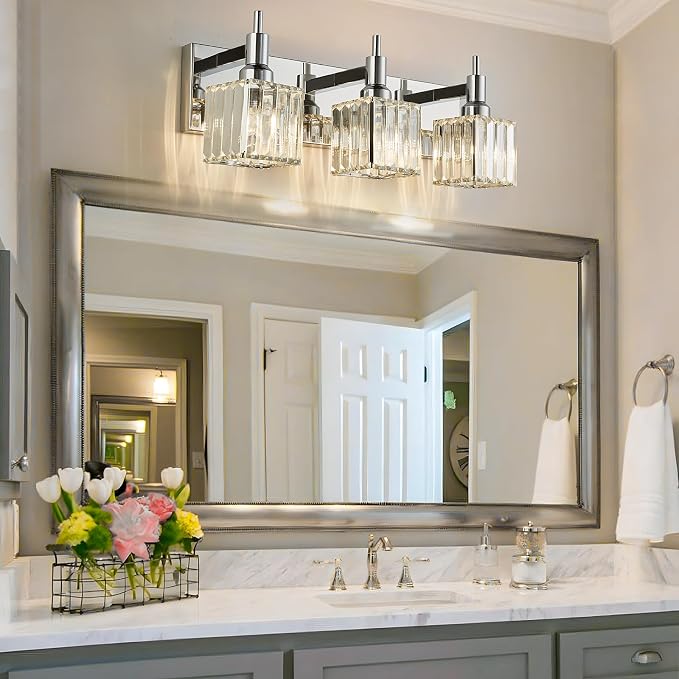 Modern Crystal Bathroom Vanity Light 3-Light Wall Light Fixtures Over Mirror - Image 5