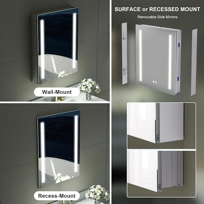 WELLFOR 24" X 30" LED Medicine Cabinet - Image 10