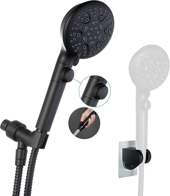 Handheld Shower Head with On Off Switch, 8-mode High Pressure Shower Wand with by GwernKB