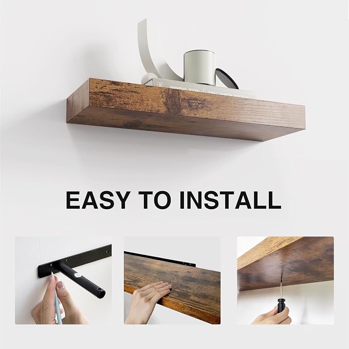 Floating Shelves for Wall Decor Set of 3, 15 Inch Wall Mounted Floating Shelf - Image 6