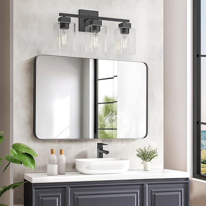Espird Matte Black Bathroom Vanity Light, 3-Light Vanity Lighting fixtures Over - Image 6