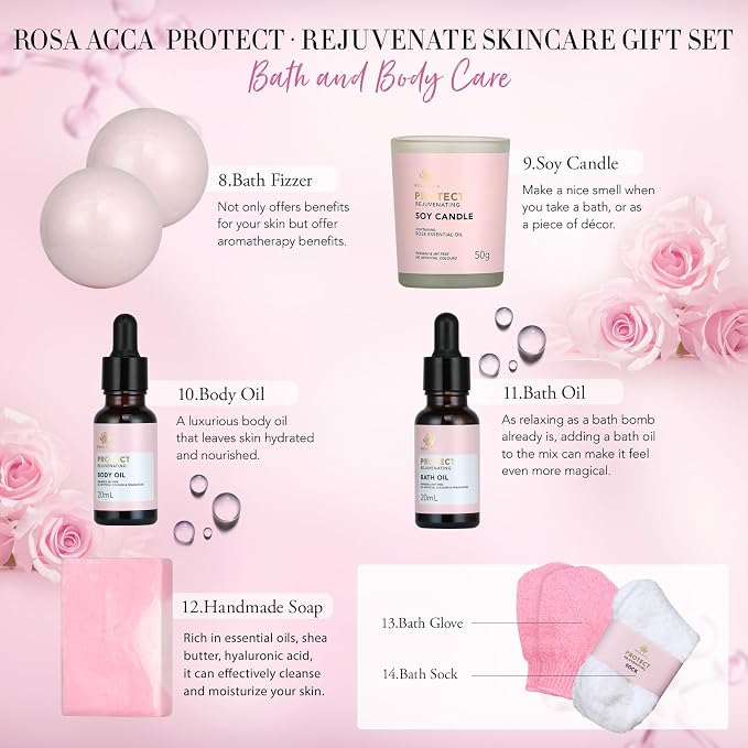 Christmas Gifts for Women, Spa Gifts 28pcs Rose Facial Skin Care Set for Women - Image 3