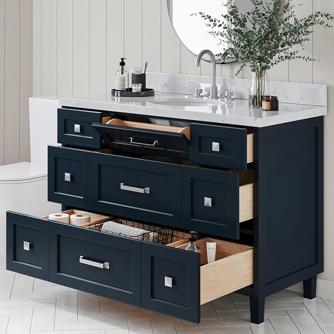 ARIEL Monroe 48 inch Bathroom Vanity Without Sink in Midnight Blue, Bathroom - Image 4