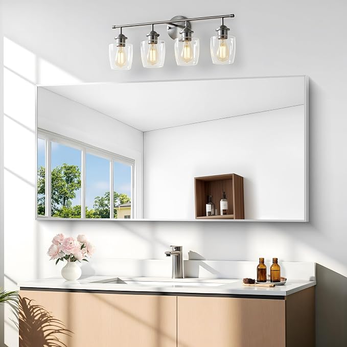 BONEWEI Silver Bathroom Mirror, 24x48 inch Wall Mirror - Image 2