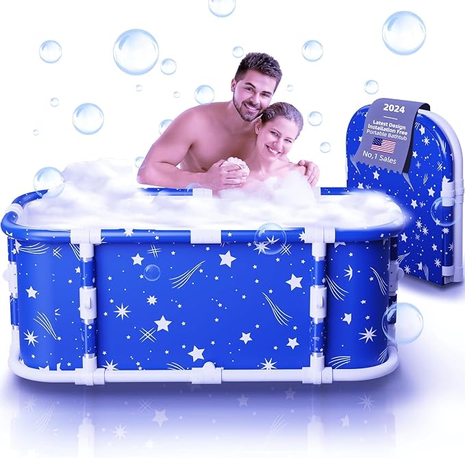 Portable Bathtub, 47“ Foldable Bathtub-Installation Free, 7 Layers Thicken by Kiseely