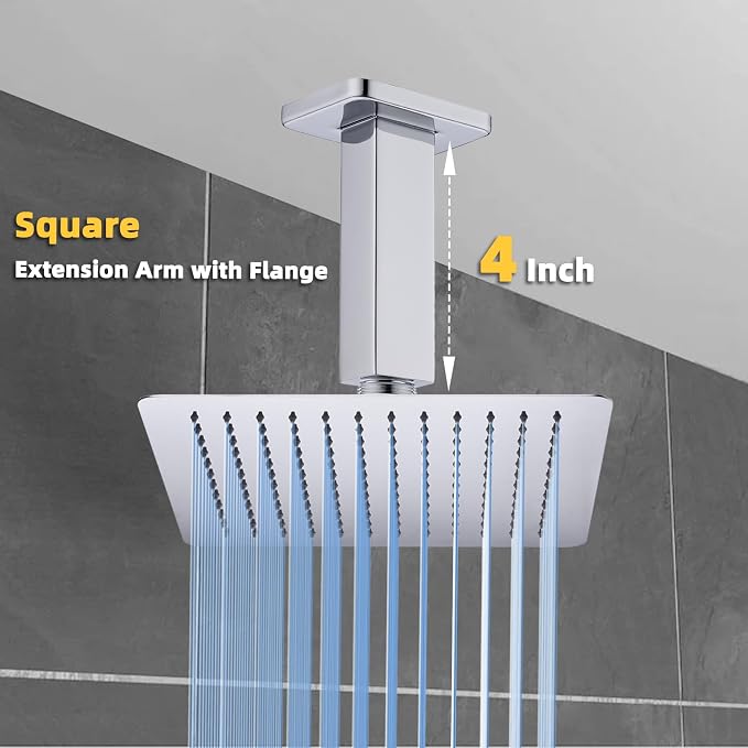 4 Inch Shower Arm with Flange, Ceiling Mounted Shower Head Extension Arm - Image 4