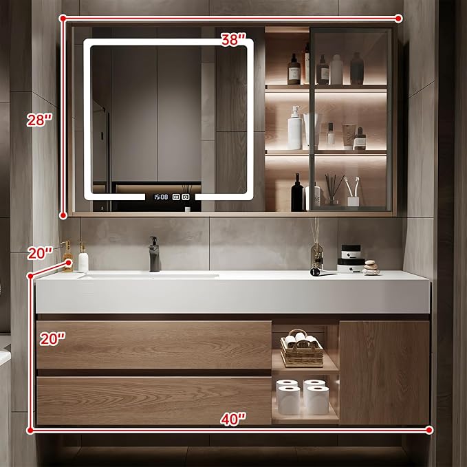 40Inch Bathroom Vanity, Floating Bathroom Sink Vanity, Modern Bathroom Vanities - Image 2