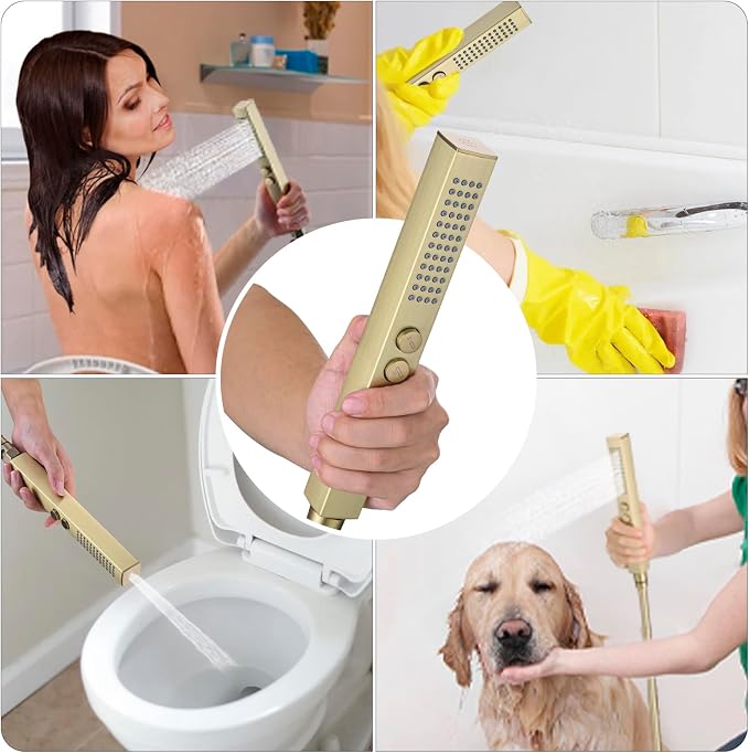 All-Metal High Pressure Square Handheld Shower Head - Image 4