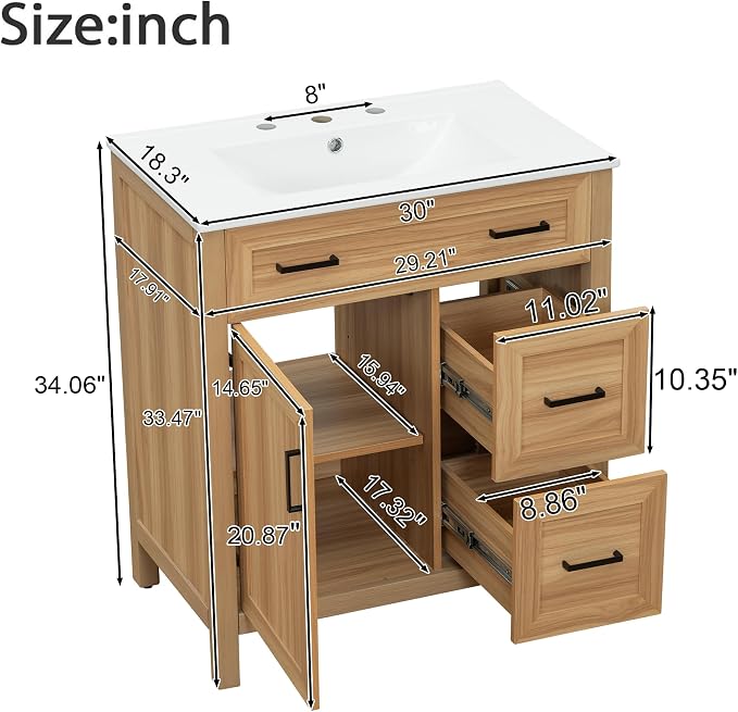 Harper & Bright Designs 30" Bathroom Vanity - Image 2
