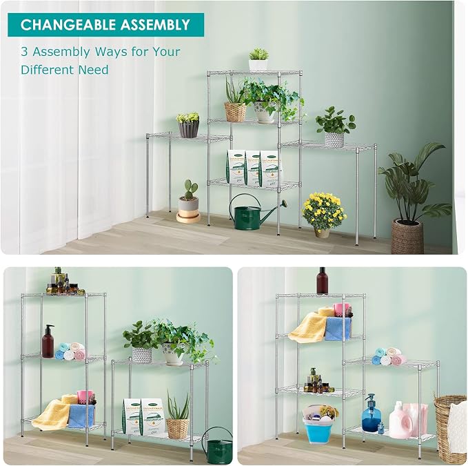 BNSPLY 5 Tier Wire Shelving Unit, Adjustable Wire Rack Shelving, Changeable - Image 8