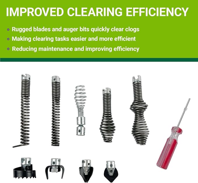 10PCS Drain Auger Cutter Set, Drain Snake Attachments Kit Drain Cleaning - Image 5